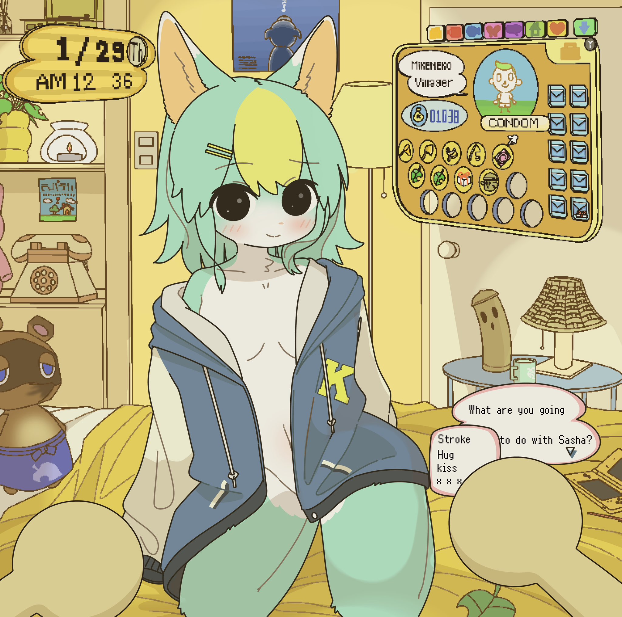 1girls, animal crossing, doremifaso64, female, fur, furry, lloid (animal crossing), nintendo, nude, rule 63, sasha (animal crossing), tom nook, villager (animal crossing)
