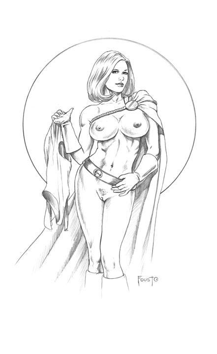 00s 1girls 2000s dc dc_comics female female_only kara_zor-l karen_starr mitch_foust monochrome nipples power_girl solo superman_(series) tagme