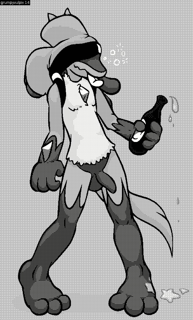 1boy alcohol balls beverage bottomless clothing drunk flaccid grumpyvulpix14 lucario male male_only monochrome nintendo pants penis pokemon pokemon_(species) screentone solo standing tongue video_games