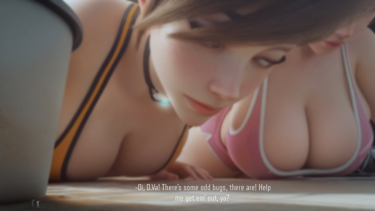 1boy 3d 3d_(artwork) 3girls asian asian_female big_breasts blizzard_entertainment breasts british british_female brown_hair brown_hair_female collar d.va female female_focus giantess hana_song korean korean_female krieginax large_boobs large_breasts lena_oxton light-skinned_female light_skin micro micro_female micro_male overwatch overwatch_2 shrunk shrunken_male shrunken_woman tracer video_game_character