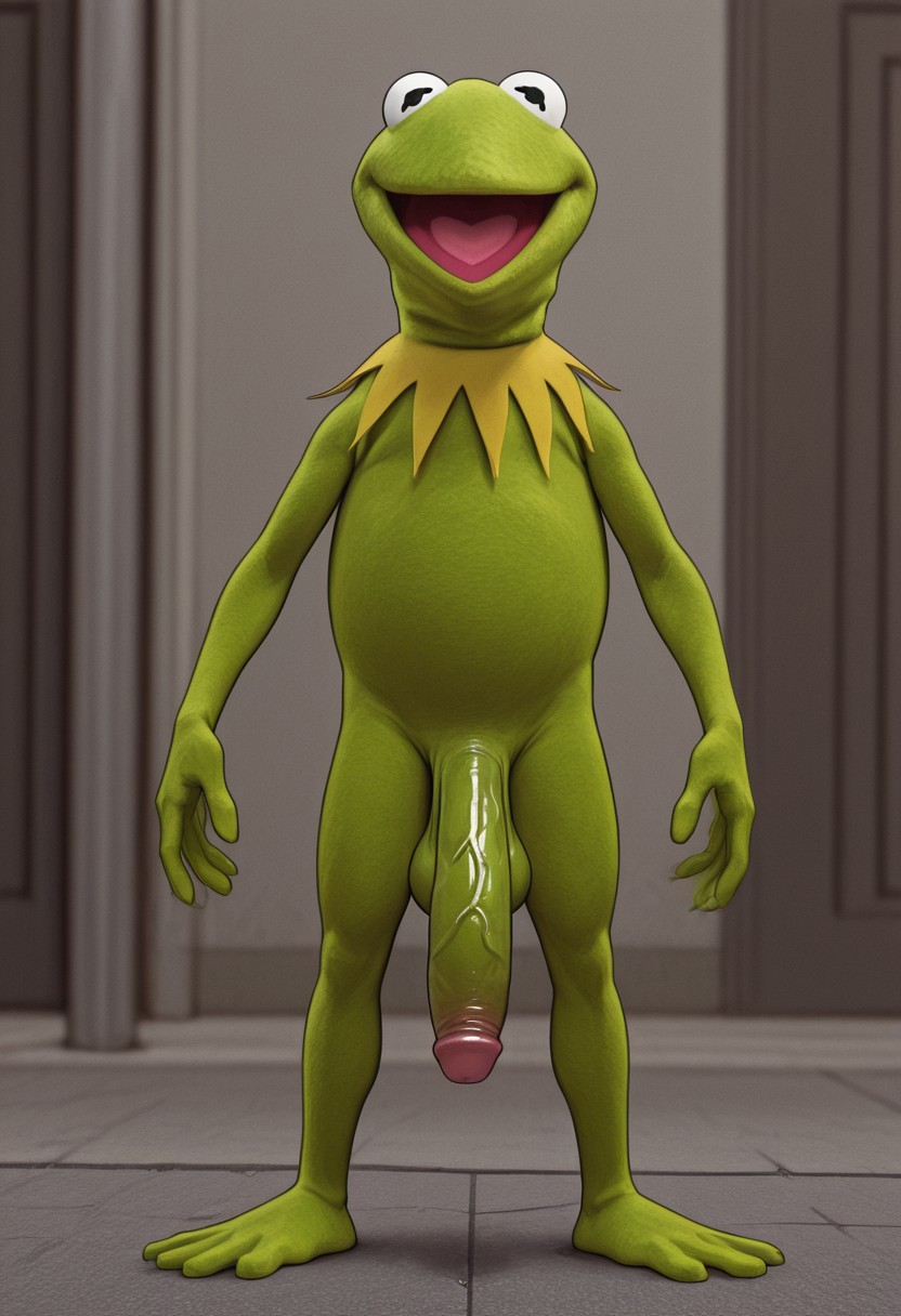1boy ai_generated amphibian anthro anthro_only big_penis flaccid flaccid_penis green_body green_skin huge_cock kermit_the_frog looking_at_viewer male male_focus male_only muppets penis solo unknown_artist vein veins veiny_penis