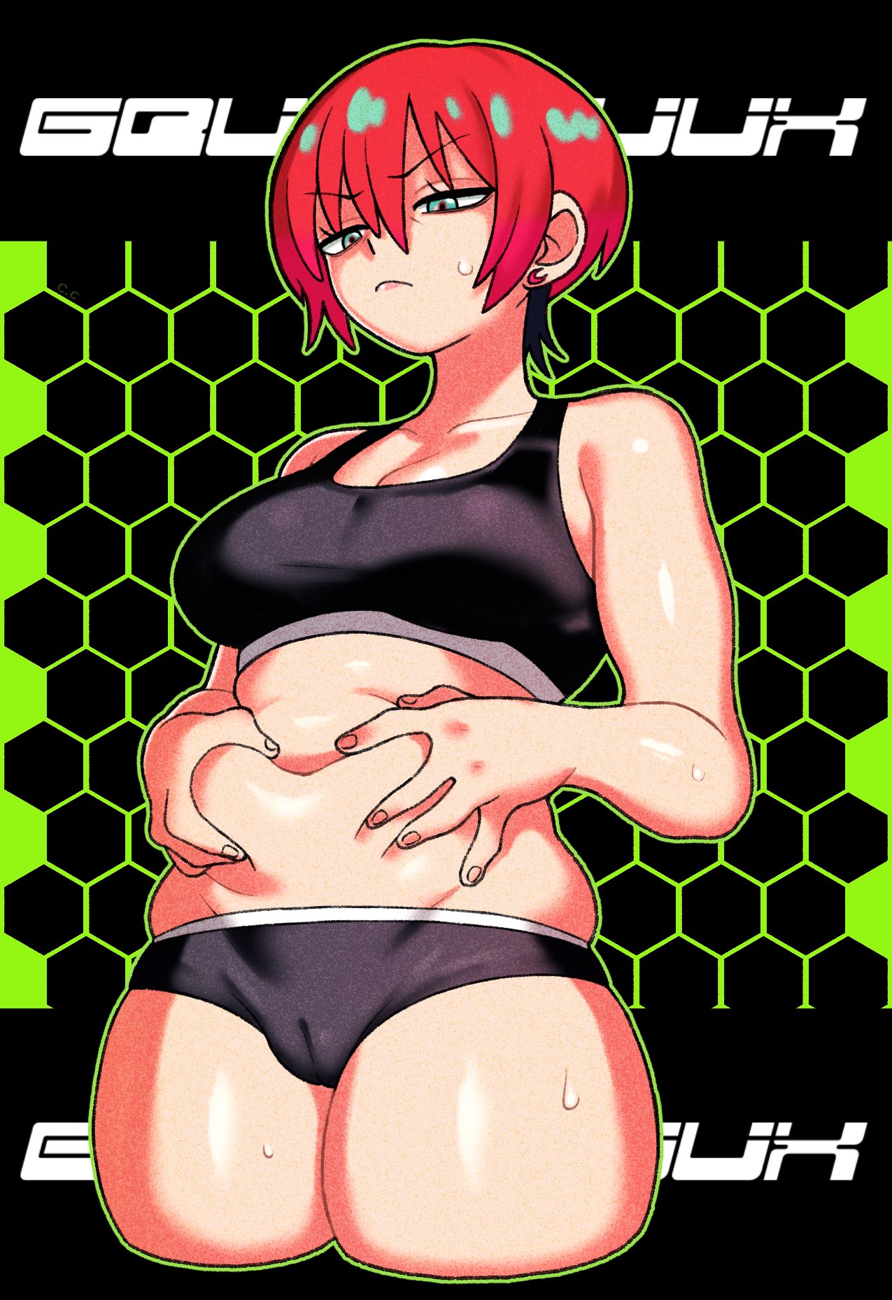 amate yuzuriha, cameltoe, champchidi, chubby, female, gundam, gundam gquuuuuux, midriff, pinup, pussy
