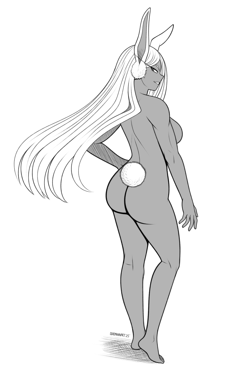 1girls ass black_and_white dark-skinned_female female miruko monochrome naked nude nude_female rumi_usagiyama sketch solo walkingdeadmann