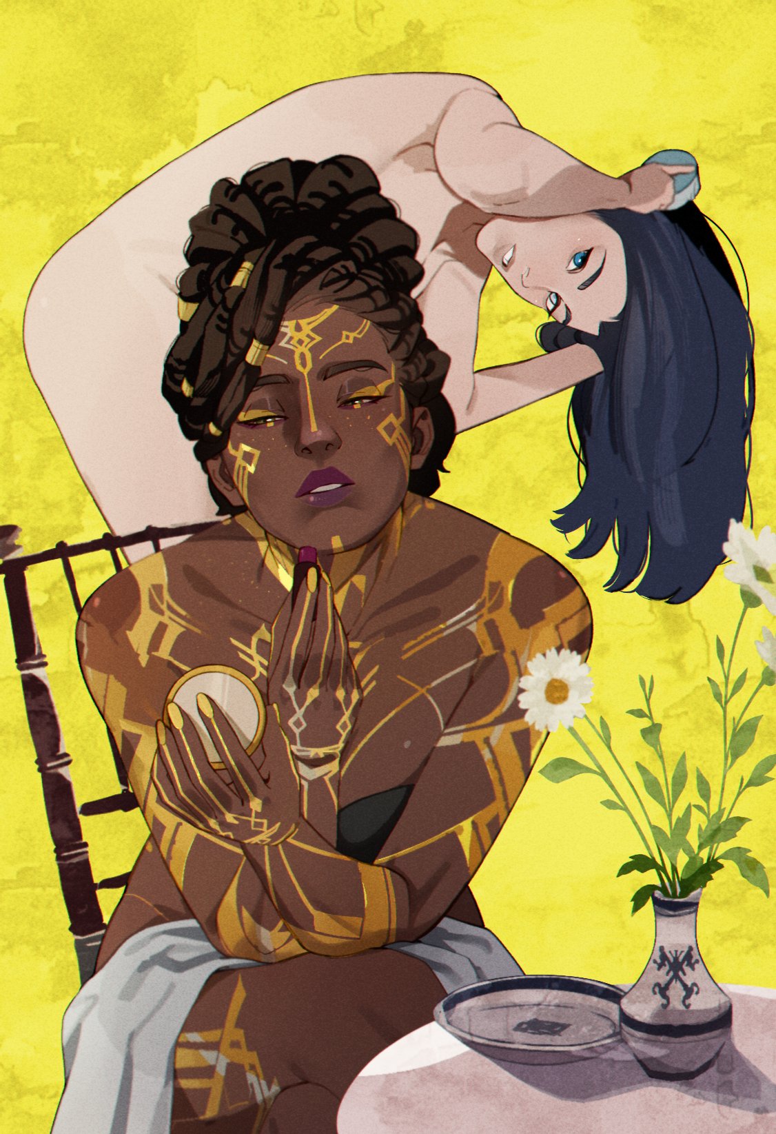 2d, 2girls, after sex, age difference, arcane, caitlyn kiramman, female, league of legends, makeup, mel medarda, no sex, omy-chan, tagme, wholesome, yuri
