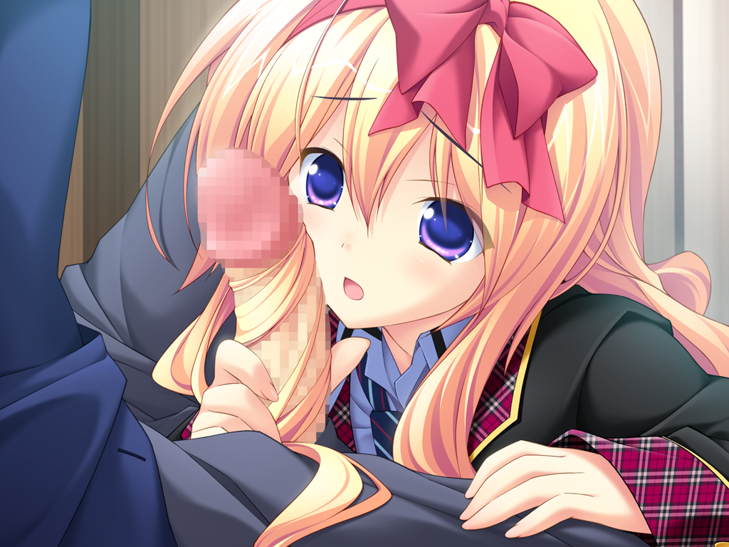 blonde_hair censored game_cg koiimo_sweet_days kyoukain_yurika long_hair penis purple_hair sakana seifuku