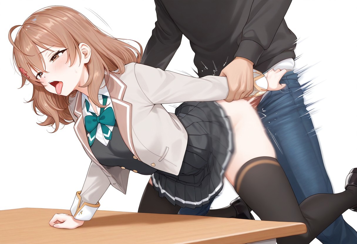1boy, 1girls, ai generated, arms grab, ass, female, male, maria mikhailovna kujou, moaning, penis, tokidoki bosotto russian de dereru tonari no alya-san, tongue, tongue out