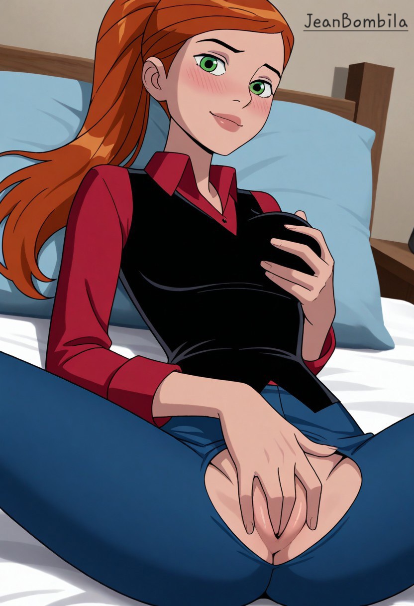 ai generated, ben 10, ben 10 alien force, ben 10 ultimate alien, cartoon network, female, gwen tennyson, gwen tennyson (alien force), gwen tennyson (ultimate alien), jeanbombila666, masturbation, pussy, pussy juice