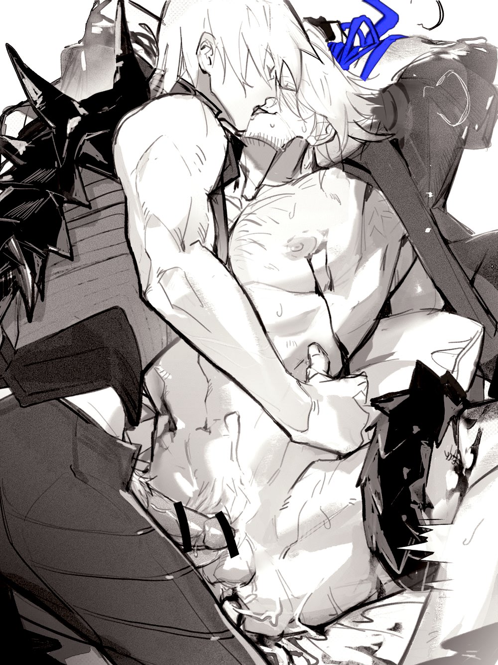 armpits, ass, censored, cum in ass, dante (devil may cry), devil may cry, devil may cry (series), gay, gay incest, gay kissing, hairy armpits, incest, male, male only, partially clothed, vergil (devil may cry), yaoi