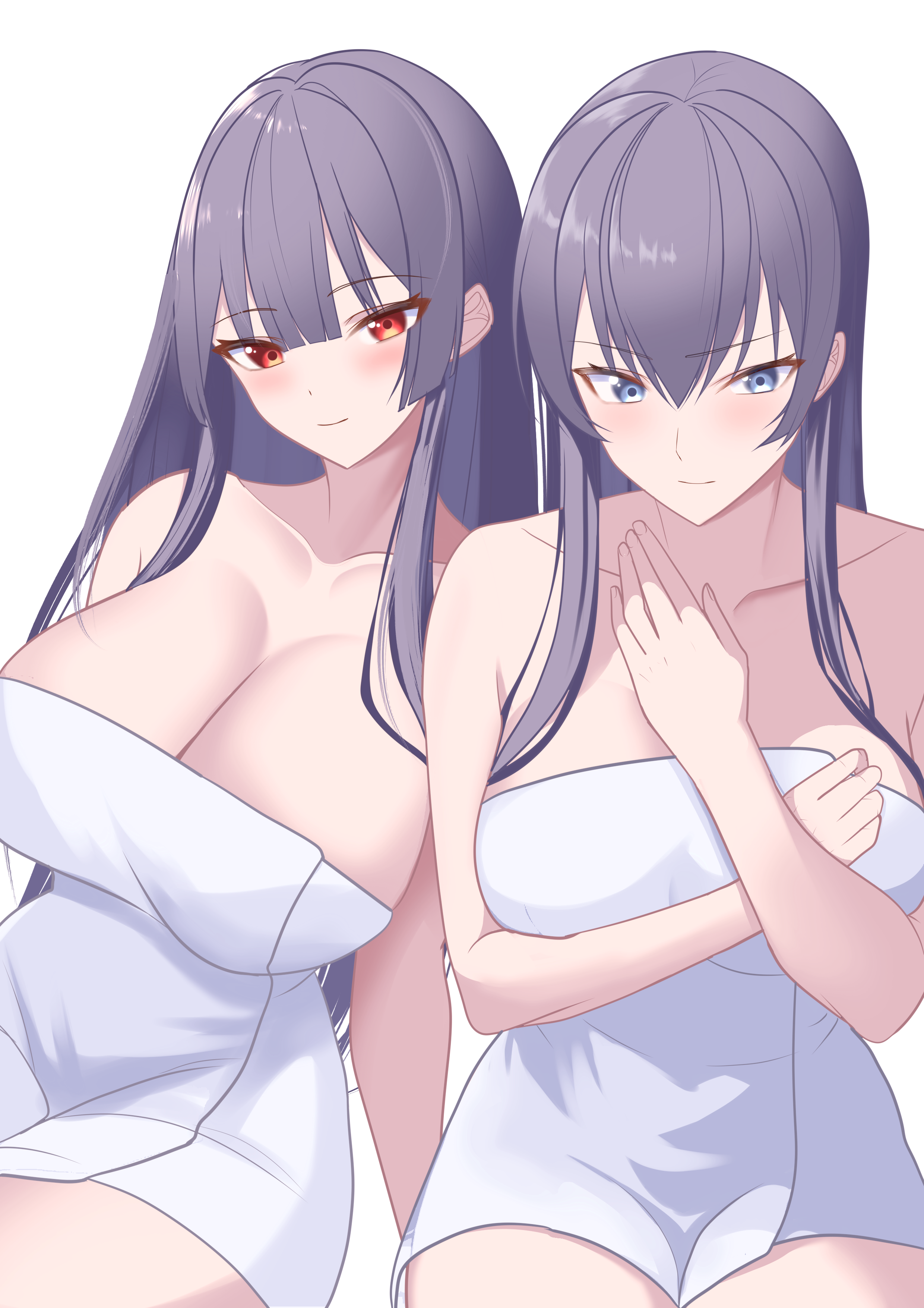 2girls, artxueli, best friends, big breasts, breasts, busujima saeko, crossover, duo, female, female only, haitekudasai takamine-san, hand drawn, highschool of the dead, huge breasts, light-skinned female, multiple females, multiple girls, saeko busujima, tagme, takamine takane, vanilla