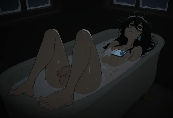 artist_request bath bathtub cellphone femboy penis