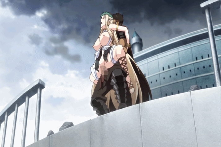 1boy, 1girls, animated, blonde hair, bouncing breasts, breasts, celestine lucross, censored, clothed male, clothed sex, divine slut, elf, elf ears, elf female, exhibitionism, exposed breasts, exposed pussy, female, gif, goddess, hentai series, human, interspecies, kuroinu ~kedakaki seijo wa hakudaku ni somaru~, large breasts, legs held open, loop, male, mosaic censoring, nipples, outdoors sex, partially clothed female, pointy ears, public sex, public use, pussy, reverse suspended congress, sex, standing sex, stomach bulge, straight sex, tagme, vaginal penetration, vault (kuroinu), vult (kuroinu)