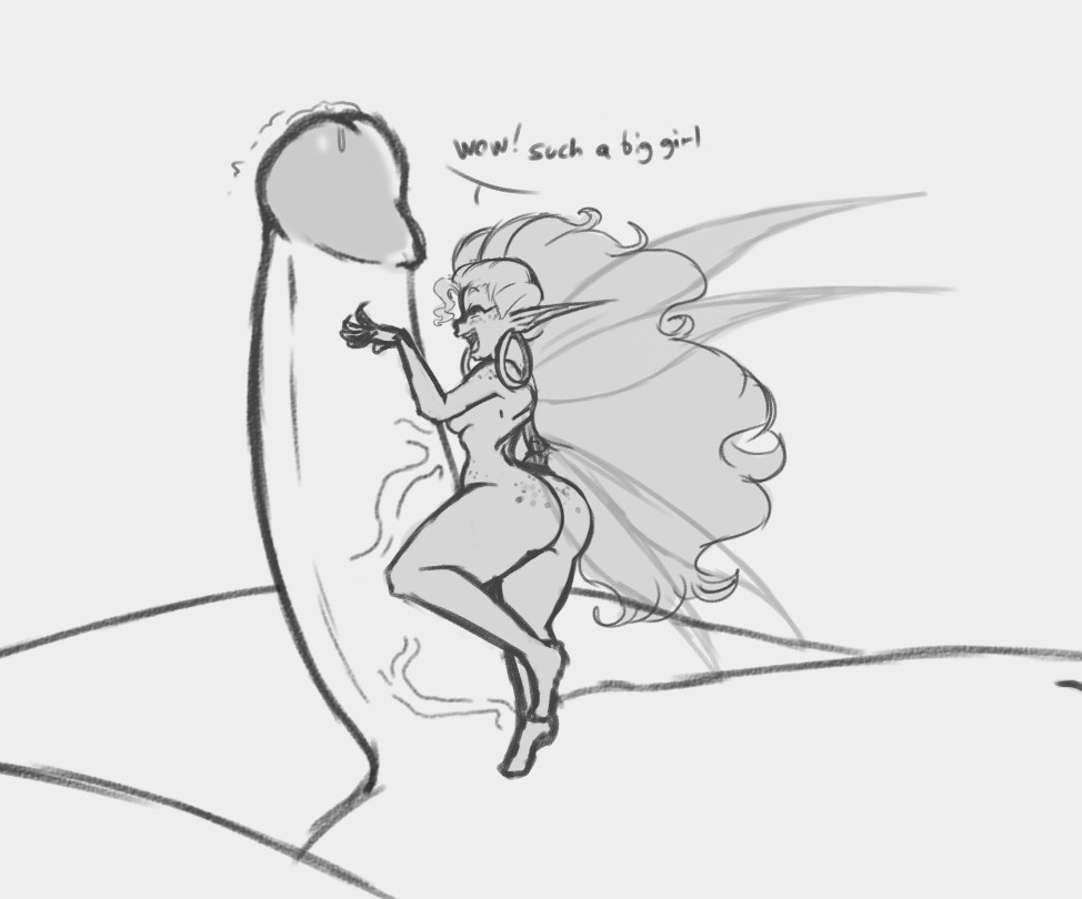big_breasts breasts erection fairy female futanari intersex long_hair nude nude_female oc original_character penis princesskari red_hair size_difference tiny wings