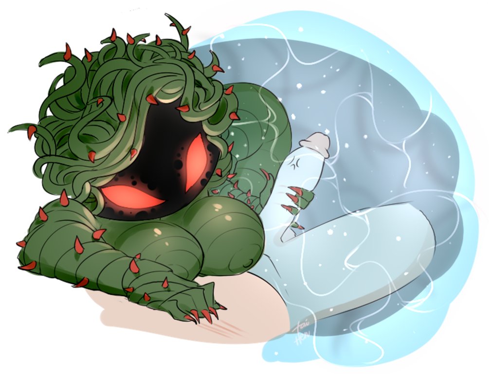 1boy, 1girls, big breasts, breasts, female, female focus, handjob, human on plantie, male, nipples, penis, plant girl, plantie, plants vs zombies, red eyes, red nails, scratch marks, scratches, straight, tagme, taihen (artist), tangle kelp (pvz), thorns, unseen male face, water