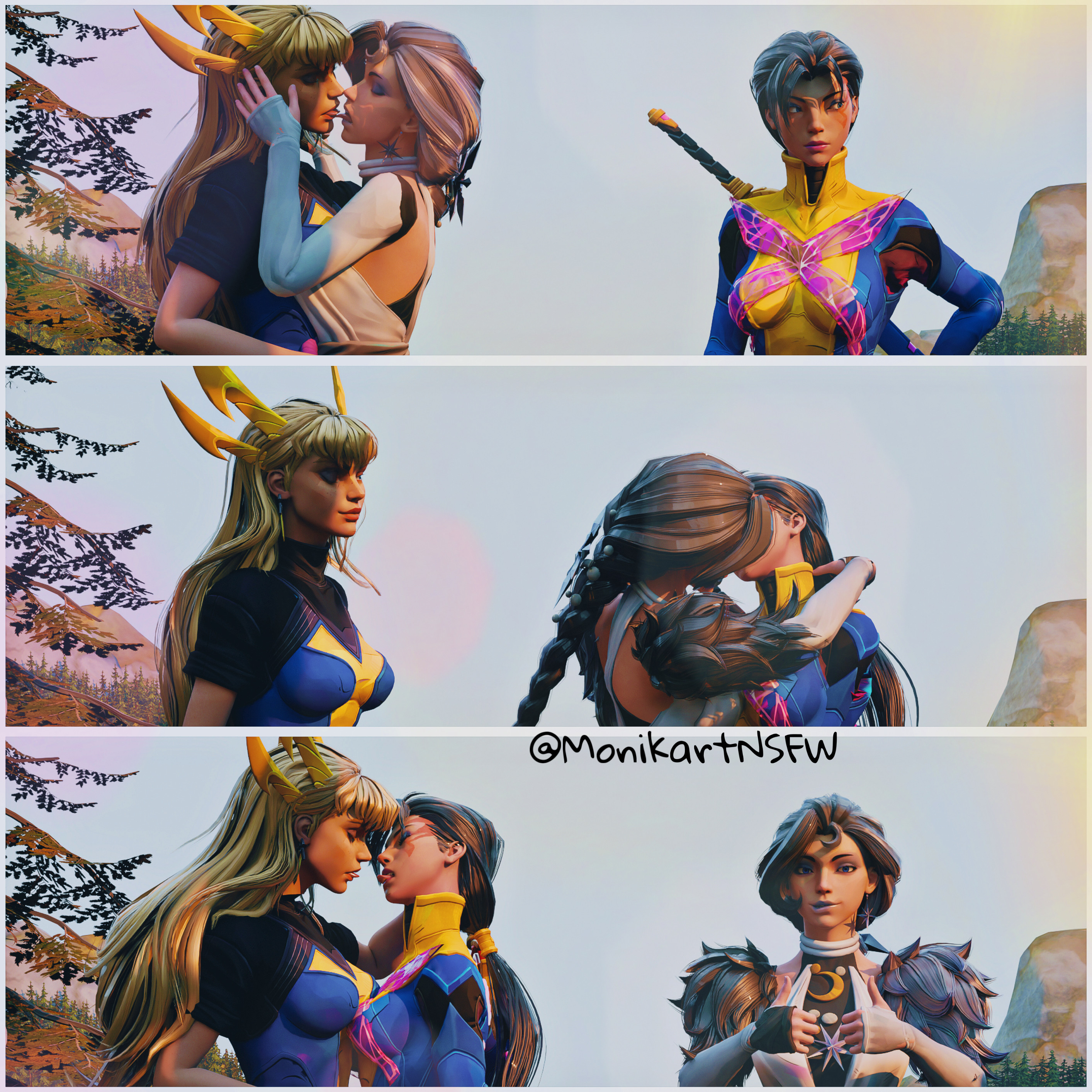 3d, 3girls, female, hellfire gala, kissing, krakoa, luna snow, luna snow (marvel rivals), luna snow (nolaehaneun manyeo), magik (illyana rasputin), magik (marvel rivals), magik (retro x-uniform), making out, marvel, marvel comics, marvel rivals, meme, monikart, polyamory, psylocke, psylocke (sai) (retro x-uniform), romantic, snowsword, threesome, trio, triple kiss, yuri