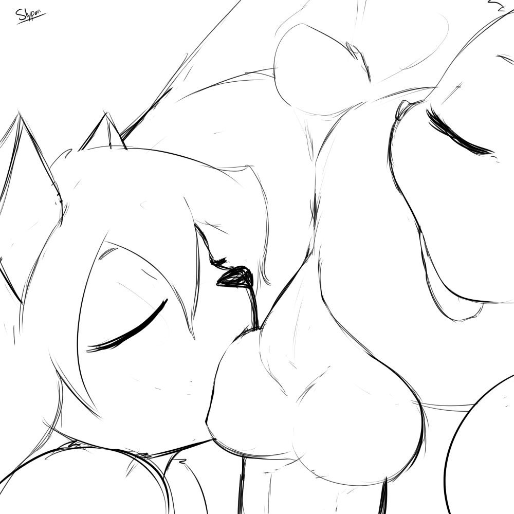 2girls anthro anus ass ass_lick ball_sucking balls closed_eyes collaborative_fellatio erection ex fellatio female furry hair male monochrome oral oral_sex penis sex tagme teamwork