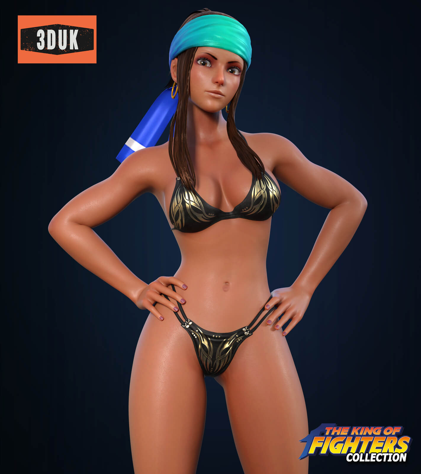 1girls 3d_model bikini colombian colombian_female dark-skinned_female headband king_of_fighters king_of_fighters_xiv latina latina_female long_hair snk tagme