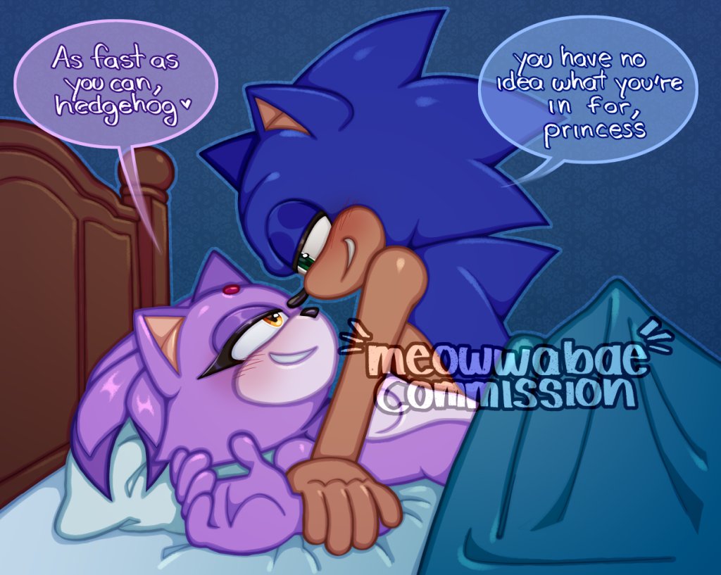 bed, blaze the cat, blush, breasts, cat girl, catgirl, feline, female, flirting, hedgehog, imminent sex, looking at another, meowwabae, nude, seductive, seductive eyes, seductive smile, sega, smiling, sonic (series), sonic the hedgehog, sonic the hedgehog (series)