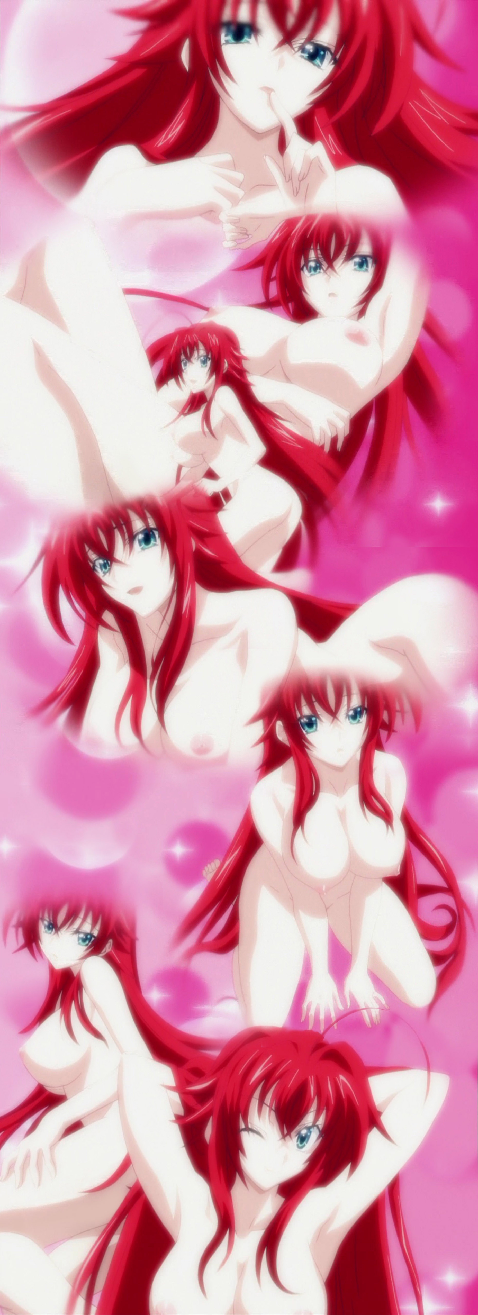 breasts, demon, demon girl, female, female only, high school dxd, large breasts, long hair, nude, red hair, rias gremory, screencap, screenshot, solo, stitched, tnk (company)