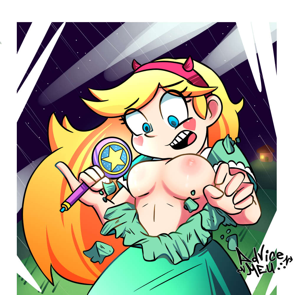 artist_request blonde_female blonde_hair blush body_hair bodysuit breasts closed_eyes clothing disney disney_channel disney_xd eyes eyeshadow female female_only hair hands headband long_hair magic nipples open_mouth royal_magic_wand solo star_butterfly star_vs_the_forces_of_evil straight_hair wand white_female yellow_hair