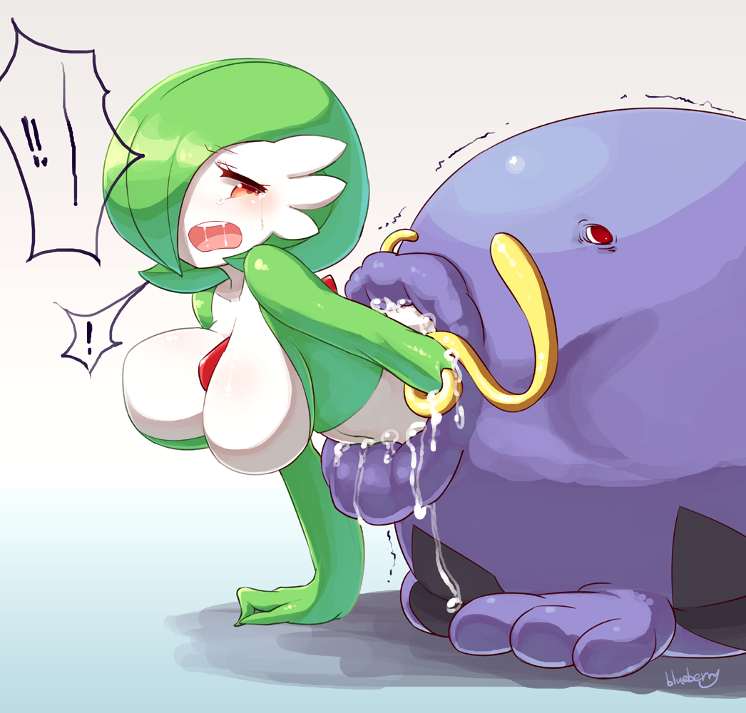 ! 1girls ambiguous_gender blueberry_(artist) blush breasts female gardevoir interspecies large_breasts navel open_mouth pokemon pokemon_(species) red_eyes saliva swalot tears tentacle thick_lips tongue trembling vore white_background