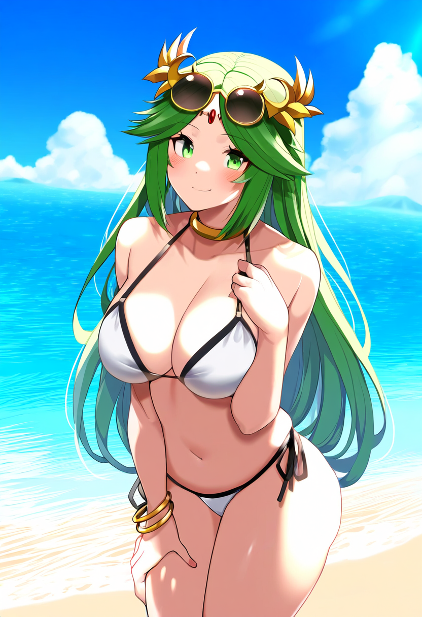 ai_generated breasts female female_only green_eyes green_hair kid_icarus nai_diffusion nintendo palutena solo stable_diffusion