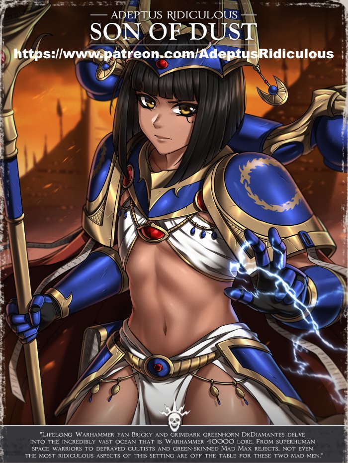 adeptus_ridiculous adeptus_ridiculus armor black_hair bulge bulge_through_clothing chaos_(warhammer) egyptian english_text femboy lightning male_only orange_eyes poster sorceress space_marine tagme text thousand_sons warhammer_(franchise) warhammer_40k