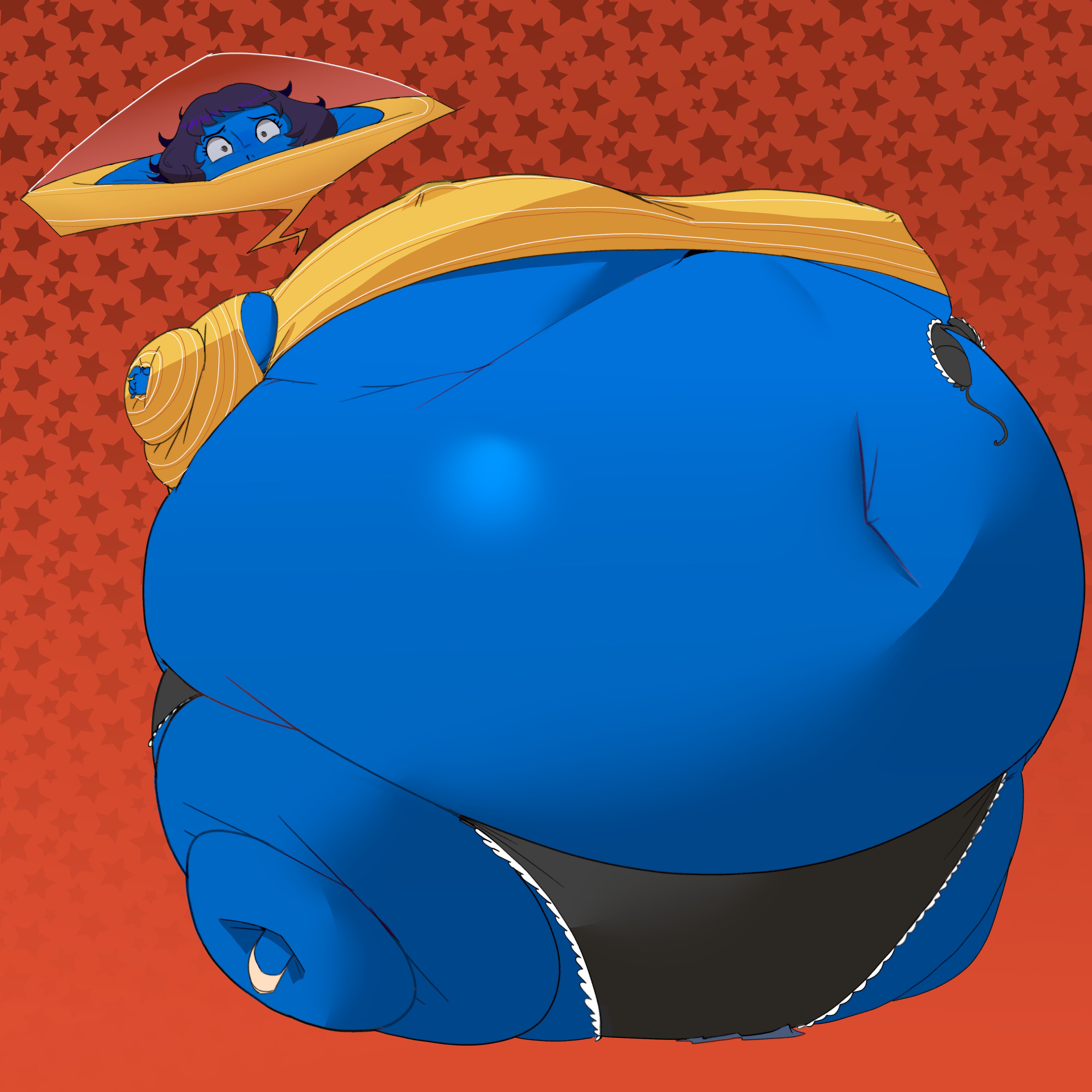 belly button, big belly, big breasts, blueberry inflation, breasts, female, hyper belly, inflation, nuumatic, persona, persona 5, sadayo kawakami, spherical inflation, sunken head, sunken limbs, teacher, underwear, wardrobe malfunction, wide hips