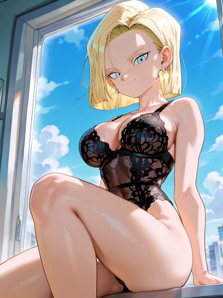 ai_generated android_18 dragon_ball_z lace_lingerie legs