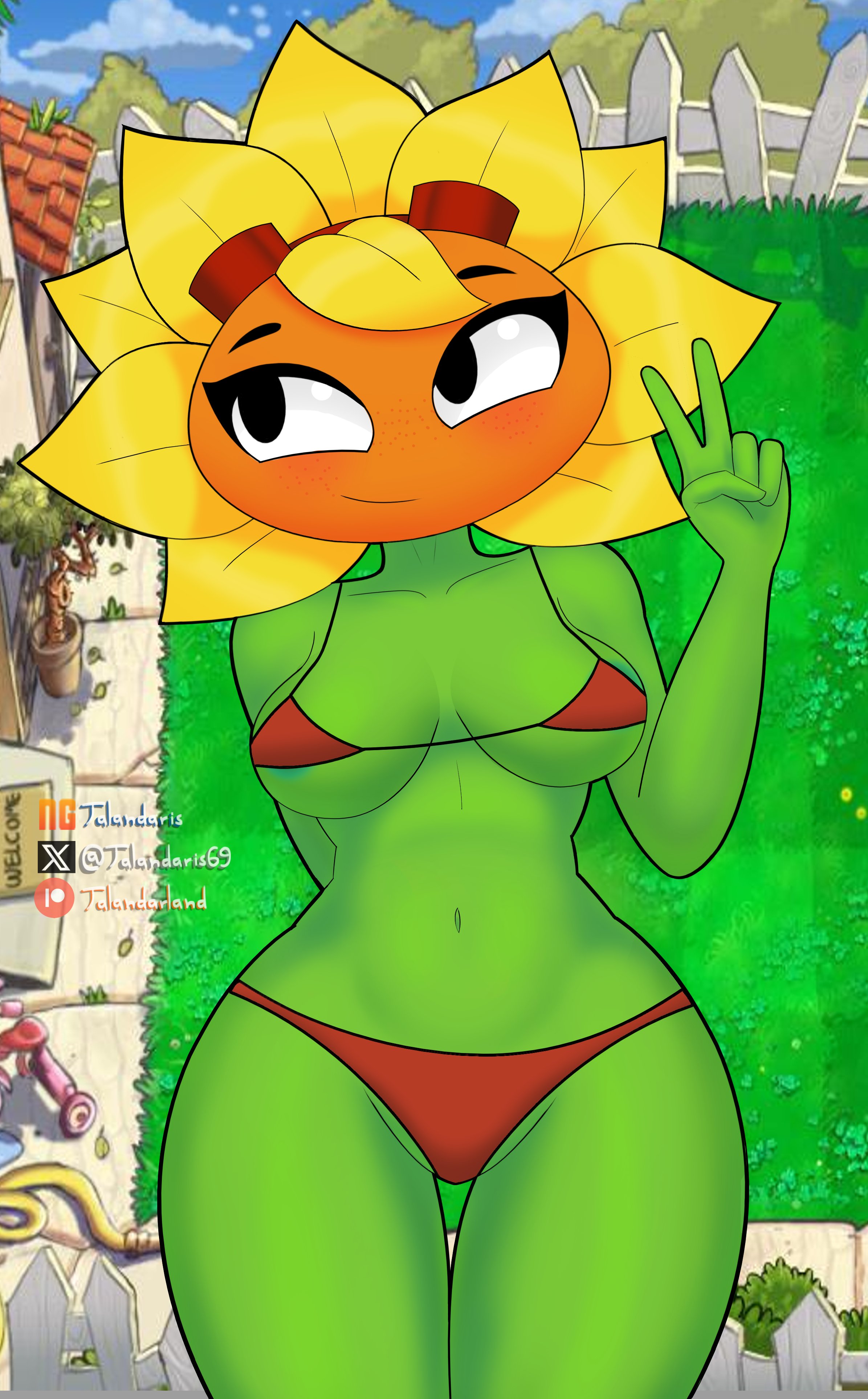 1girls, anthro, anthrofied, ass, breasts, female, flora fauna, plant, plant girl, plant humanoid, plantie, plants vs zombies, plants vs. zombies, popcap games, pussy, solar flare (pvz), sunflower (pvz), talandaris69