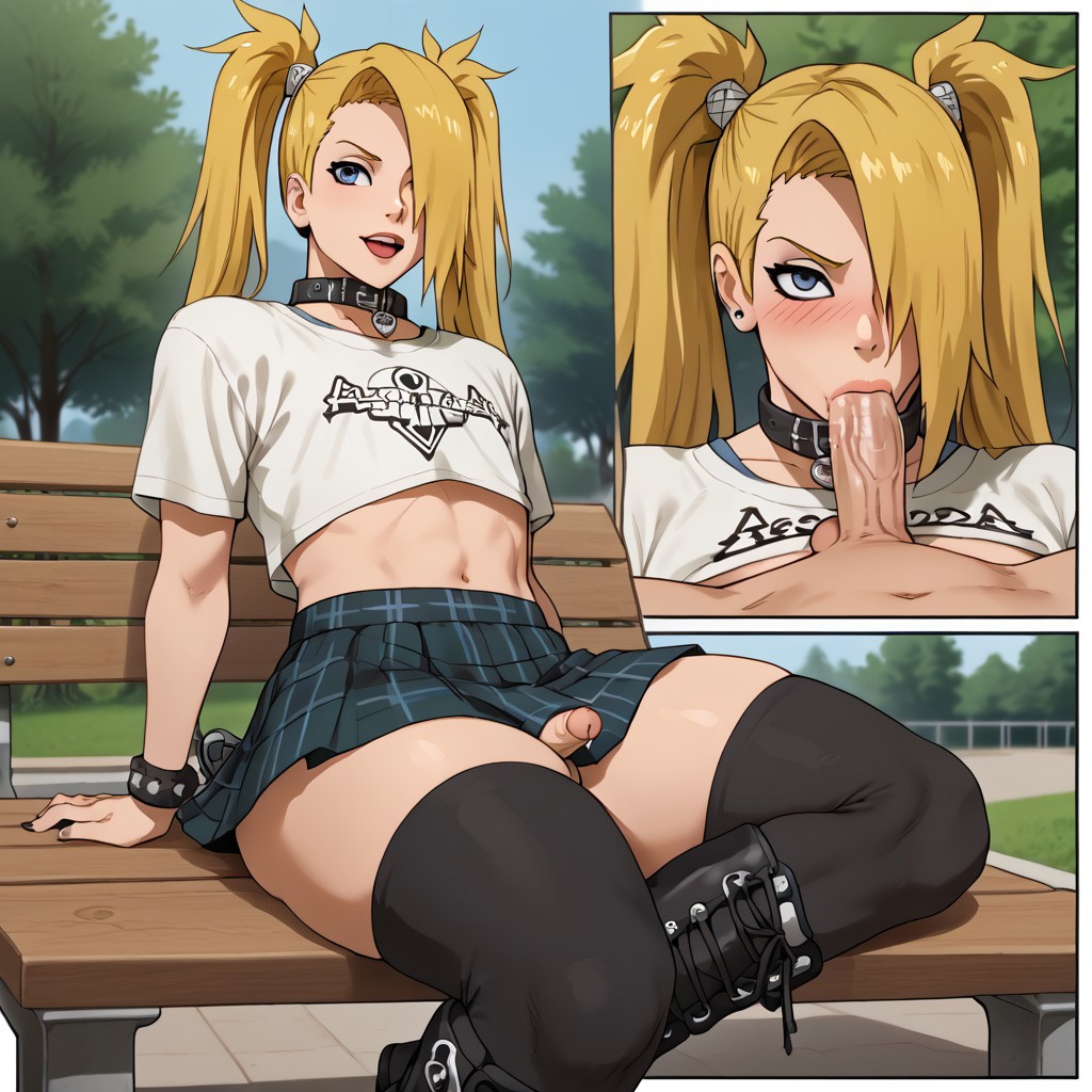 1boy ai_generated big_ass blonde_hair blowjob blue_eyes boots crossdressing deidara english_text fat_ass femboy gay goth hair_over_one_eye legwear looking_at_viewer male_focus male_only naruto naruto_(series) naruto_shippuden piercing plaid sissy skirt small_penis smile thick_thighs tongue_out trap yaoi