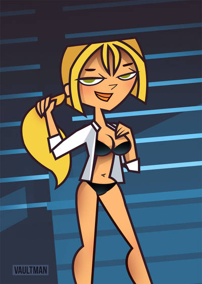 black_bra black_panties blonde_hair bra bridgette_(tdi) panties ponytail total_drama_island underwear vaultman