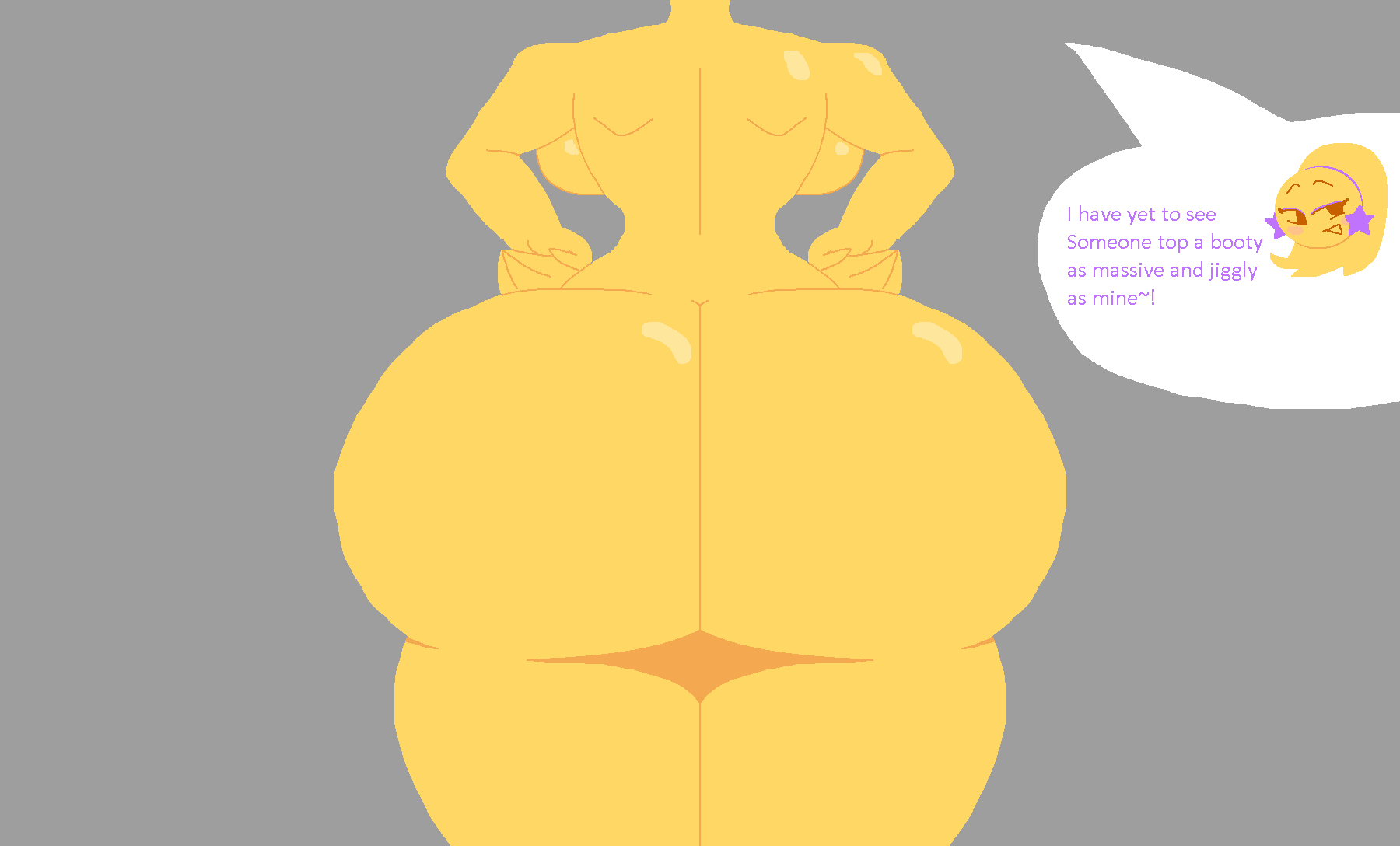 1girls ass ass_bigger_than_head ass_bigger_than_torso ass_focus ass_in_dress big_ass bottom_heavy bubble_butt dat_ass dialogue emoji emoji_(race) fat_ass female female_only gargleboi773_(artist) huge_ass hyper hyper_ass large_ass massive_ass ms._bethany nude nude_female solo talking_to_self text thick_ass thick_thighs thunder_thighs wide_hips yellow_body young_ms._bethany