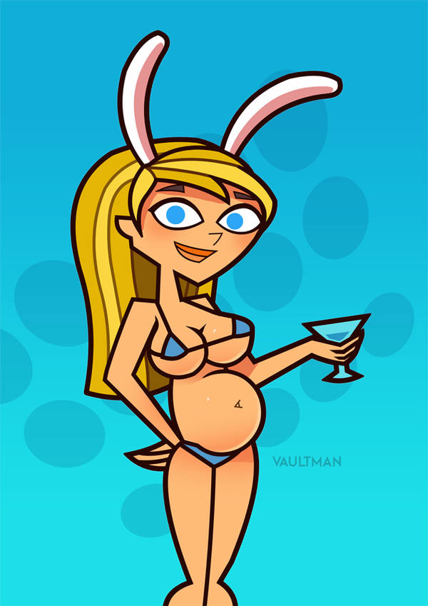 1girls bikini blonde_hair blue_bikini bunny_ears lindsay_(tdi) pregnant solo swimsuit total_drama_island vaultman