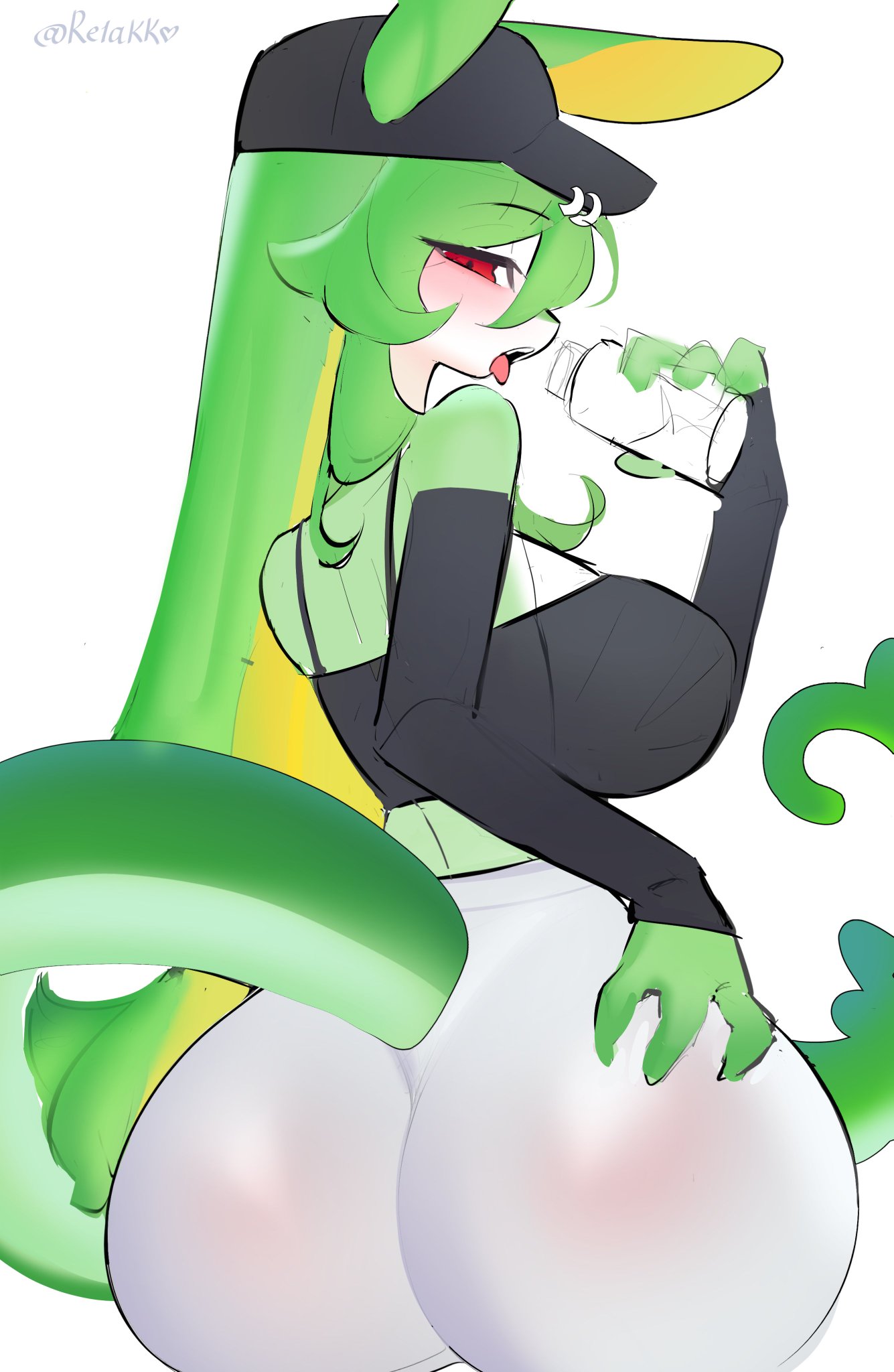 anthro ass ass_bigger_than_head ass_focus ass_grab bedroom_eyes big_ass big_breasts dat_ass fat_ass female huge_ass looking_at_viewer nintendo pokemon pokemon_(species) re1akko serperior submissive submissive_female suggestive suggestive_gesture suggestive_look suggestive_pose tagme teasing teasing_viewer tight_clothing tongue tongue_out yoga_pants