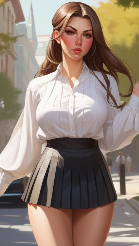 ai_generated beautiful big_breasts brown_hair russian russian_girl skirt thighhighs