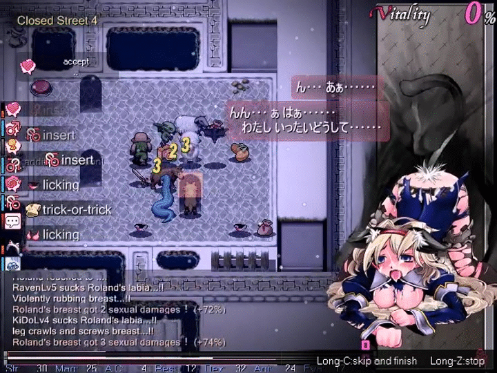animated, blonde hair, blue eyes, blush, cat ears, cat girl, cat tail, catgirl, cum on face, defeated, doggy style, eve roland, female, from behind, game, game cg, gangbang, headband, jacket, maidensnow eve, maidensnow no youkai dai-makyou, nipples, open mouth, rape, stockings, torogao, zoophilia