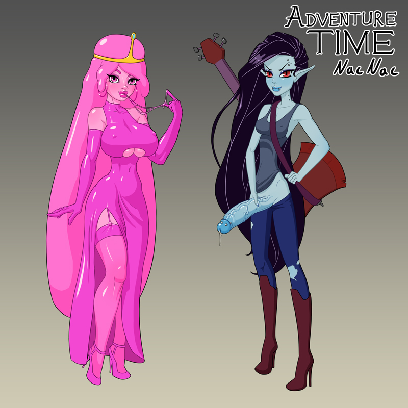 1futa, 1girls, adventure time, big penis, black hair, boots, breasts, brow piercing, brown eyes, bubble gum, busty, canon couple, cleavage, color, crown, demonic eyes, dress, elbow gloves, electric guitar, erection, fangs, female, futa vampire, futa with female, futanari, garter straps, genital piercing, gloves, grey skin, guitar, hair, high heels, hoop earrings, hung futa, intersex, large penis, long hair, marceline, musical instrument, nacnac, penis, penis grab, penis hold, penis out, pink eyes, pink hair, pink skin, pointy ears, precum, precum drip, princess bubblegum, red eyes, standing, stockings, tank top, thighhighs, vampire, veiny penis, voluptuous