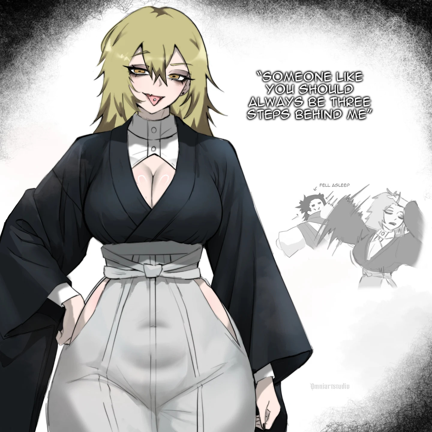 1girls, big breasts, blonde hair, choso kamo, cleavage, female, female naoya, female only, genderswap (mtf), jujutsu kaisen, naoya hair flip, omniartstudio, rule 63, sleeping, thick thighs, wide hips, zenin naoya