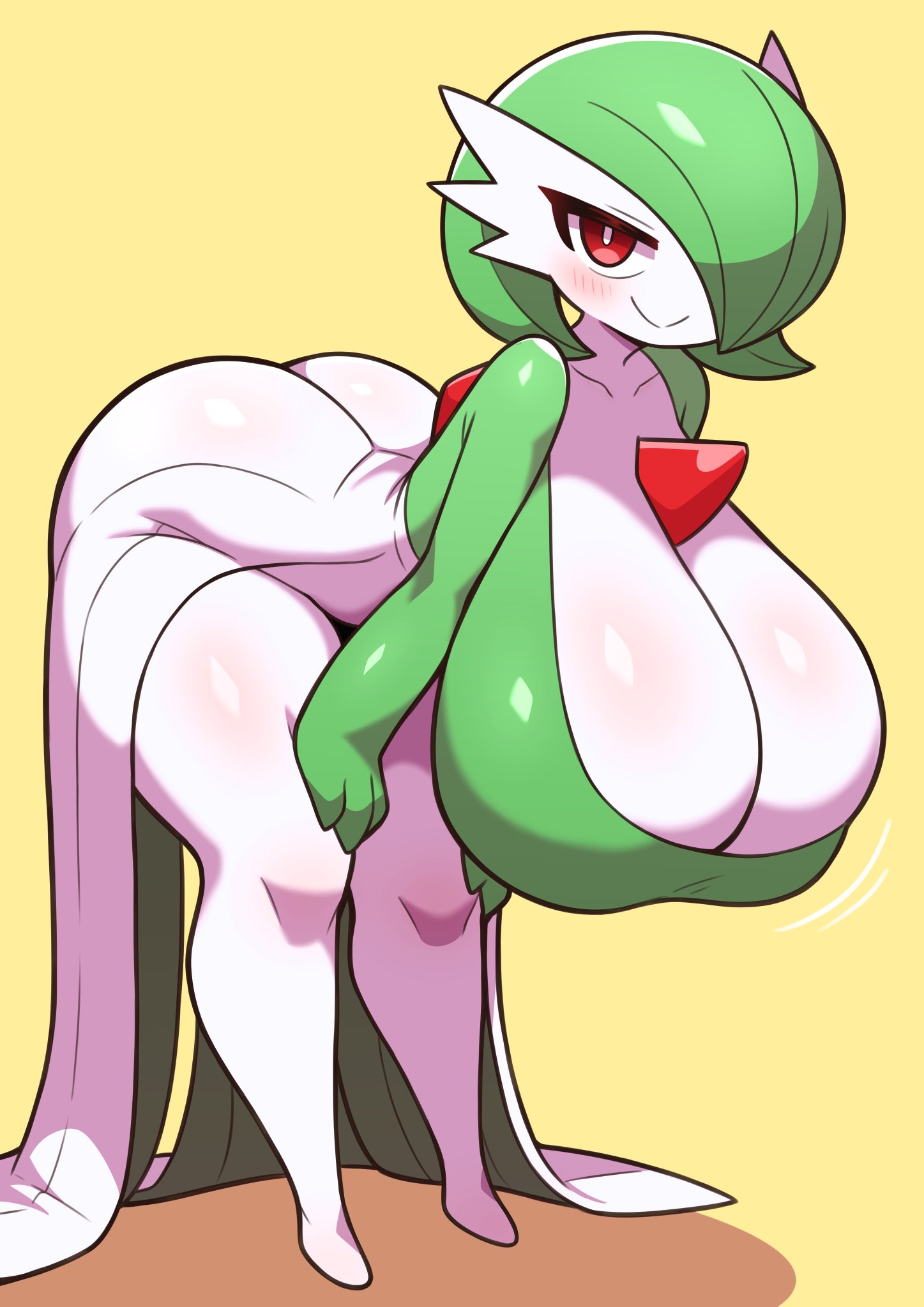 2026, 3 fingers, ass, big ass, big breasts, big butt, blush, breasts, breasts bigger than head, breasts bigger than torso, breasts focus, bubble ass, bubble breasts, bubble butt, butt, chest spike, cleavage, closed smile, clothed, clothing, digital drawing (artwork), digital media (artwork), dress, eyelashes, female, female humanoid, fingers, gardevoir, generation 3 pokemon, gigantic breasts, glistening, glistening breasts, green body, green hair, hair, hi res, huge ass, huge breasts, humanoid, hyper breasts, large breasts, leaning, leaning forward, looking at viewer, massive breasts, mouth closed, multicolored body, narrowed eyes, nintendo, oversized ass, oversized breasts, oversized butt, plapbait, pokemon, pokemon (species), pseudo clothing, pseudo hair, red eyes, sigruku, smile, smug, solo, spikes, spikes (anatomy), teasing, teasing viewer, teasing with breasts, white body