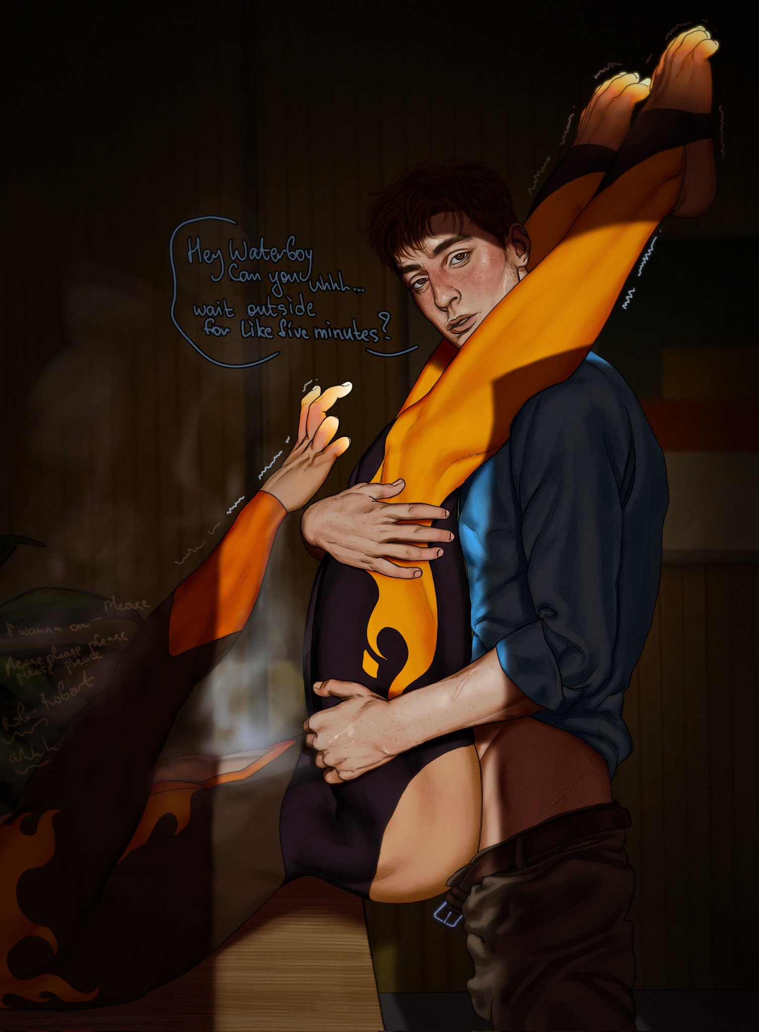 anal, anal insertion, anal sex, caught, caught in the act, clothed, clothed sex, dispatch (game), flambae, gay, male, male only, pointyshoesmf, ripped clothing, robert robertson, yaoi