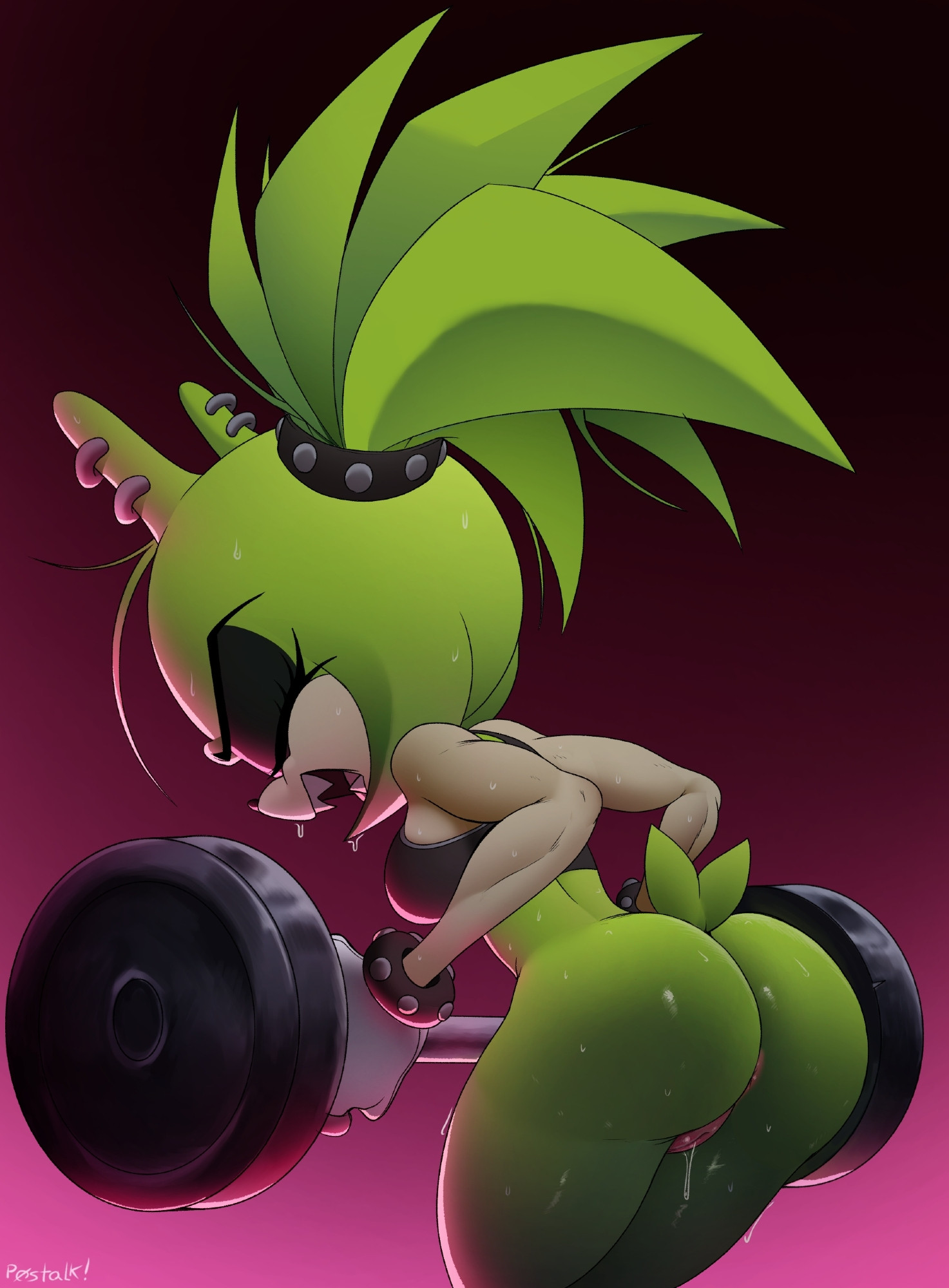 1girls, ass, athletic, athletic female, bottomless, dumbbell, exercise, female, female focus, female only, lifting, lifting weights, nude, p0stalk, pussy, pussy juice, pussy juice drip, sega, solo, solo female, sonic (series), sonic the hedgehog (series), surge the tenrec, sweat, thick thighs, thighs, weightlifting, wet