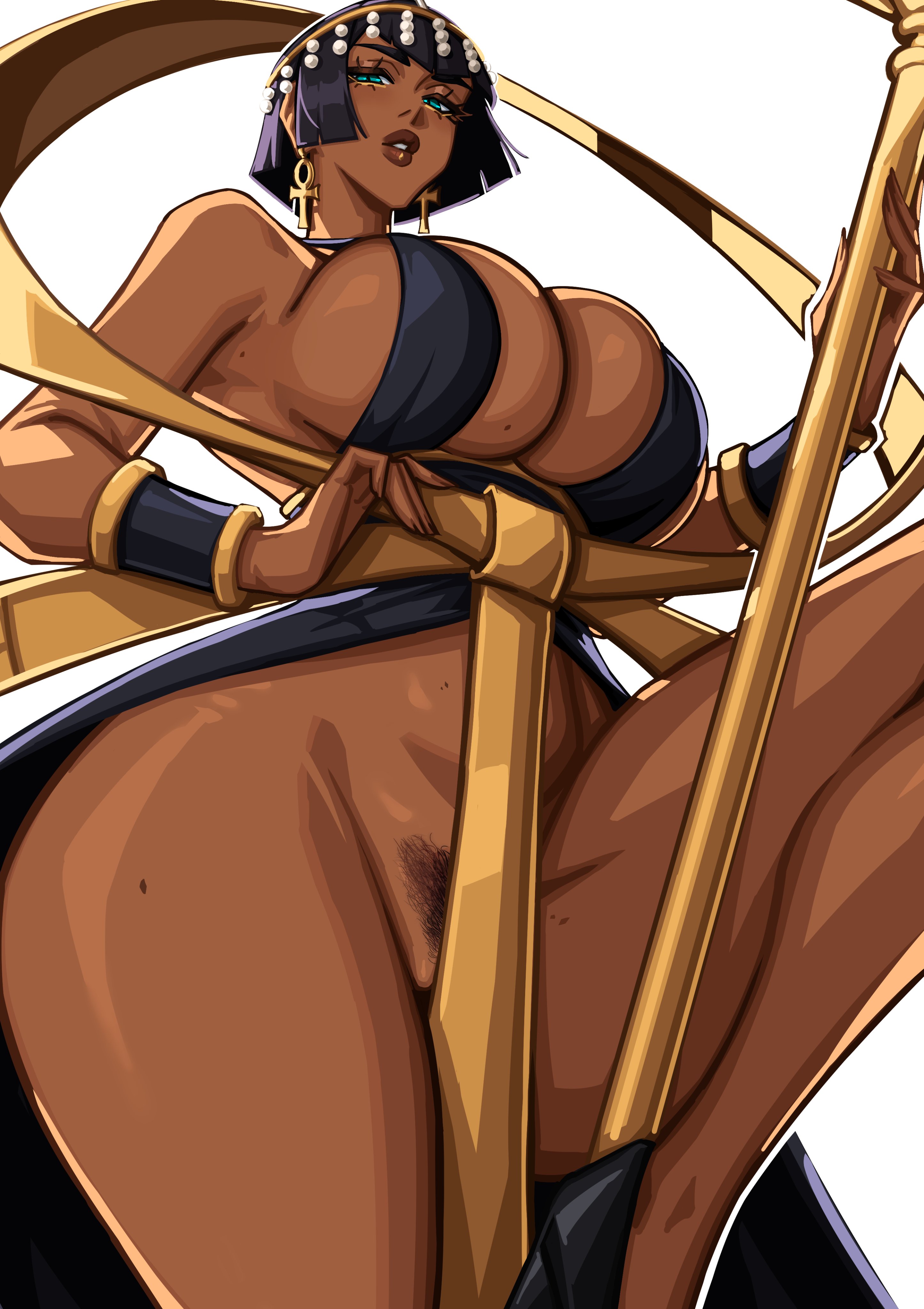 1girls, 2026, 2d, 2d (artwork), alecto 0, bangs, beauty mark, big breasts, black hair, blunt bangs, bob cut, boobies, boobs, breasts, brown skin, brown skinned female, color, colored, divine, divine slut, ear ring, egyptian, egyptian clothes, eliza (skullgirls), fanart, female, femme fatale, full color, gold jewelry, headwear, heels, high heels, hips, hips wider than shoulders, huge breasts, jewelry, large breasts, looking at viewer, makeup, mole, mole on breast, pubic hair, pussy, short hair, skullgirls, thick thighs, thighs, tits, titties, turquoise eyes, vagina, video game, video game character, video game franchise, video games, voluptuous, voluptuous female