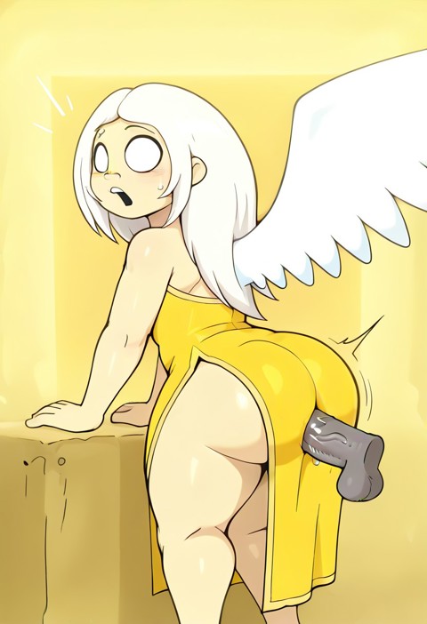 1girls, ai generated, anal, anon, ass, clash (series), clash royale, confused look, healer (clash of clans), huge cock, looking back, penetration through clothes