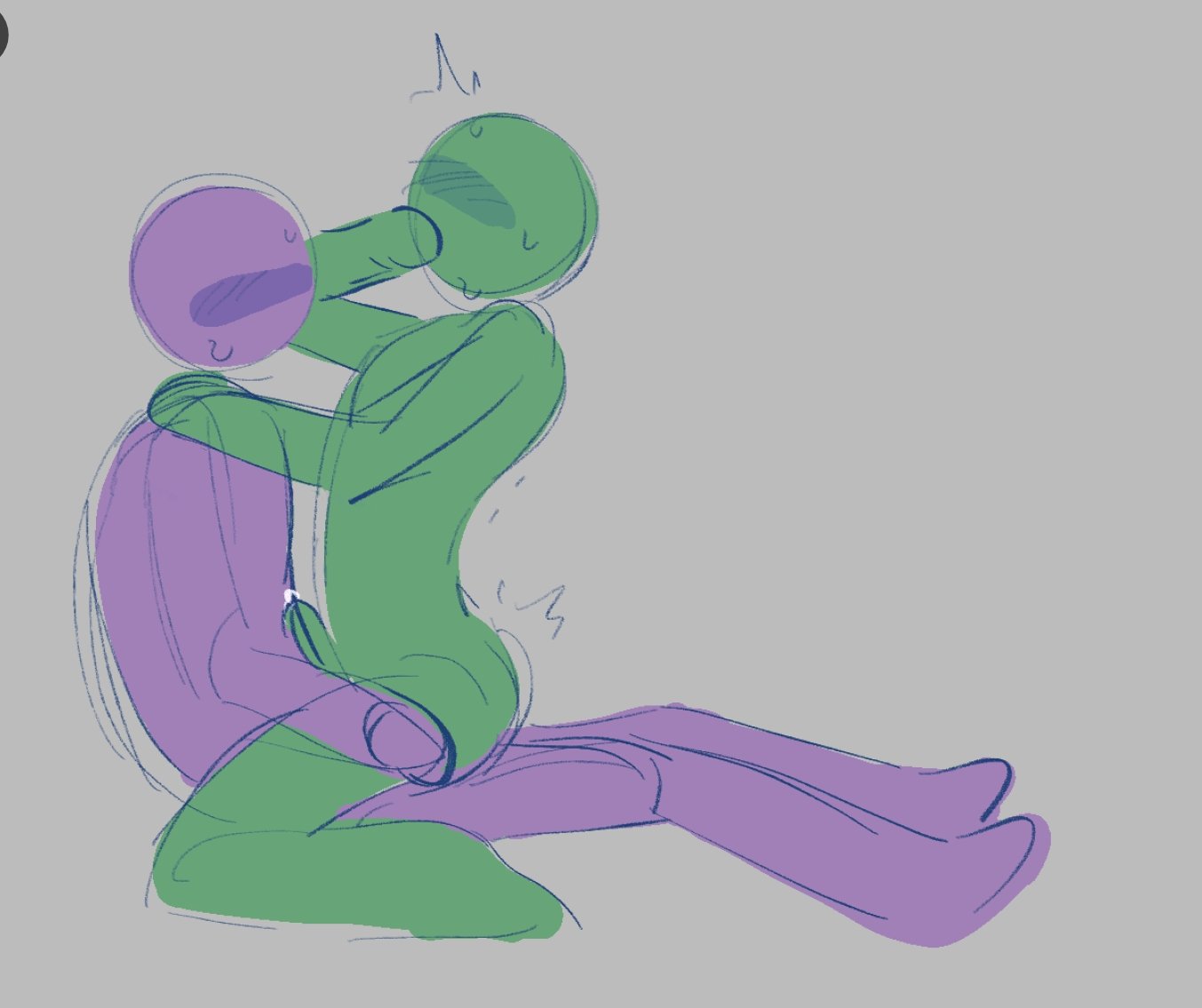 alan_becker anal_sex animation_vs_minecraft blush circle_head covering_mouth gay gay_sex green_(avm) green_body green_skin hand_on_shoulder moaning motion_lines non-human non-human_only on_knees penis penis_in_ass purple_(avm) purple_body purple_skin simple_background sitting stick_figure stickman sweat toony