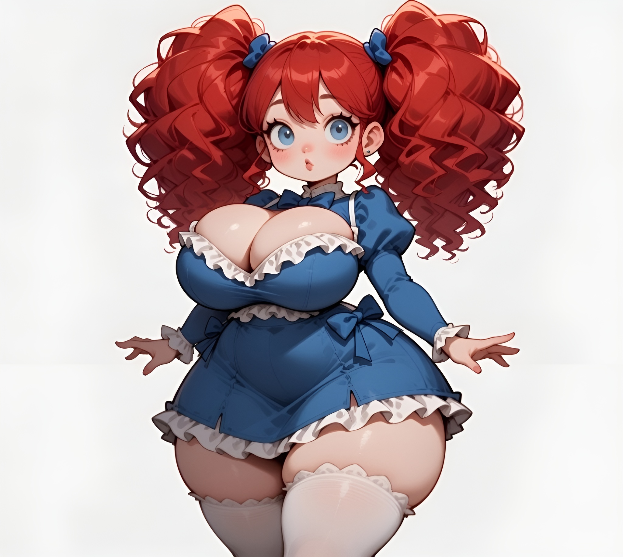 1girls, ai generated, big ass, big breasts, big butt, brasil louco, bubble ass, bubble butt, doll, female, female only, front view, full body, fully clothed, huge breasts, looking at viewer, poppy (poppy playtime), poppy playtime, seductive, seductive look, seductive smile, shortstack, simple background, solo, solo female, solo focus, tagme, voluptuous, white background