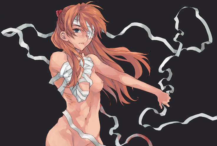 1girls asuka_langley_sohryu bandage eye_patch female female_only kno1 neon_genesis_evangelion nude small_breasts solo tagme