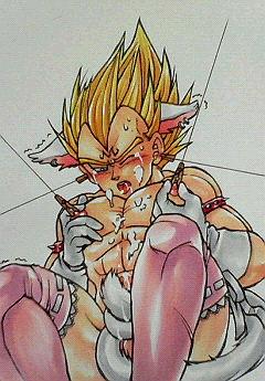 blush boner dragon_ball dragon_ball_z erection femboy gay majin_mark majin_vegeta male male_only solo solo_male straight_hair super_saiyan super_saiyan_2 tagme tail thighhighs vegeta yaoi