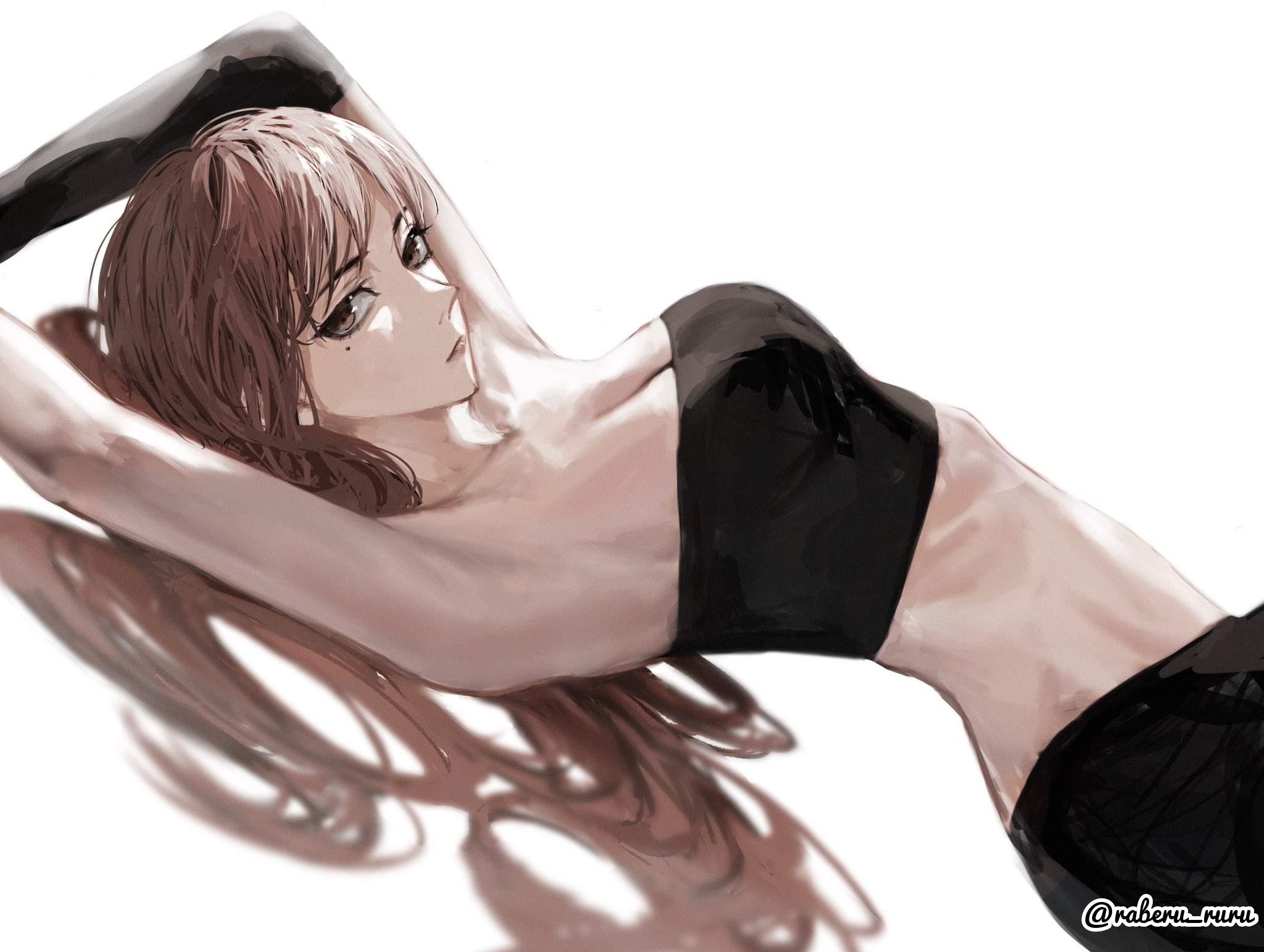 1girls, 2d, 2d (artwork), 2d artwork, adult, adult female, anime, anime character, arched back, arm behind head, armpit, armpit crease, armpit peek, armpits, average breasts, background, bare armpits, bare arms, bare belly, bare chest, bare hands, bare navel, bare shoulders, bare skin, belly, belly button, black bra, black underwear, blank background, blank expression, blank eyes, blank stare, bored, bored expression, bra, breasts, brown eyes, brown hair, brown-eyed female, brown-haired female, cleavage, collarbone, digital, digital art, digital drawing, digital drawing (artwork), digital media, digital media (artwork), drawing, elbows, emotionless, exposed armpits, exposed arms, exposed belly, exposed chest, exposed navel, exposed shoulders, exposed skin, fanart, female, female focus, female only, female torso, hairless armpits, hand behind head, head tilt, hi res, high res, high resolution, highres, jujutsu kaisen, landscape, lean figure, long hair, looking at viewer, mappa, mature, mature female, mature woman, medium breasts, midriff, mole, mole on body, mole on cheek, mole on face, mole under eye, monotone background, narrow waist, navel, neutral expression, one color background, plain background, presenting armpit, raberu ruru, ribcage, ribs, shaved armpits, shoko ieiri, shoulders, shueisha, skinny, skinny female, skinny girl, skinny waist, slender body, slender waist, slim female, slim waist, small waist, solid color background, solo, thin female, thin waist, tilted head, underwear, upper body, weekly shonen jump, white background, woman