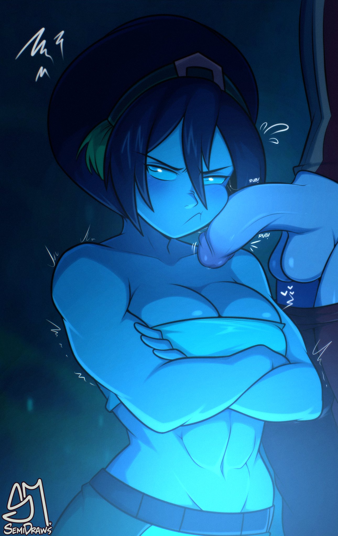 1girls, abs, annoyed expression, armpits, avatar the last airbender, blind, blush, confused, facejob, female focus, fit female, hair ornament, huge breasts, imminent fellatio, mostly clothed, muscular, muscular female, nickelodeon, nickelodeon animation studio, penis, penis against face, rubbing penis on face, semidraws, shiny skin, six pack, skimpy clothes, solo female, sweat, the legend of aang, thick thighs, tomboy, toph bei fong, wide hips, young adult, young adult female