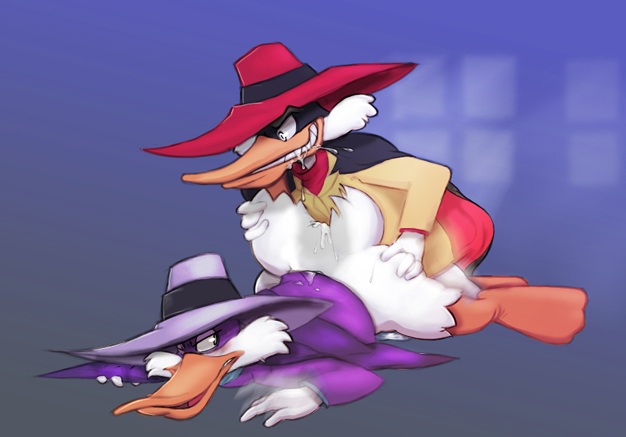 anal avian dangpa darkwing_duck darkwing_duck_(character) disney duck duo furry furry_only gay hat male male_only negaduck